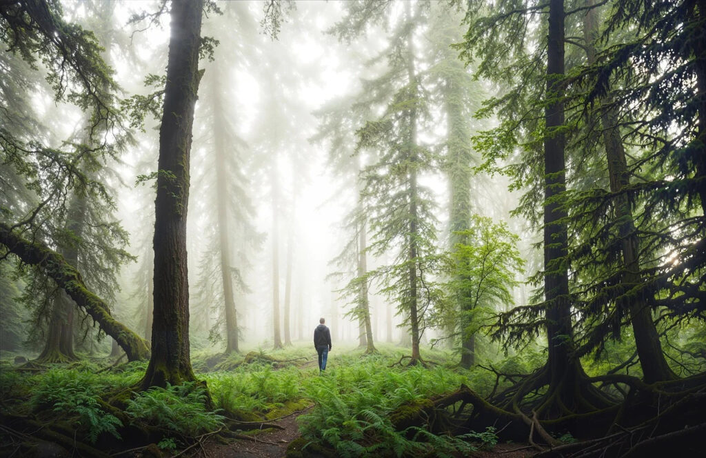 Wandelen langs de kabbelende Örbäcken in natuurreservaat Mana-Örbäcken, Hagfors – een 27 hectare groot natuurgebied.